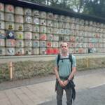 Active German young man explored Imperial Palace and Meiji-Jingu