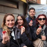 Brazilian family group appreciated Japanese foods